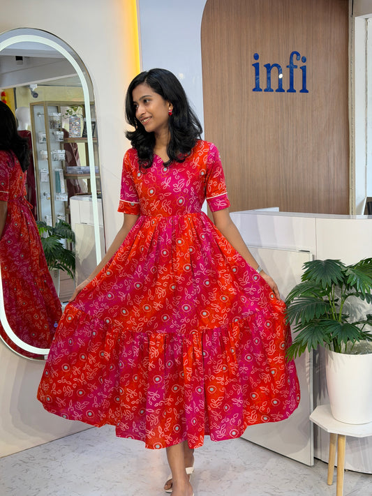 Orange bandhani maxi