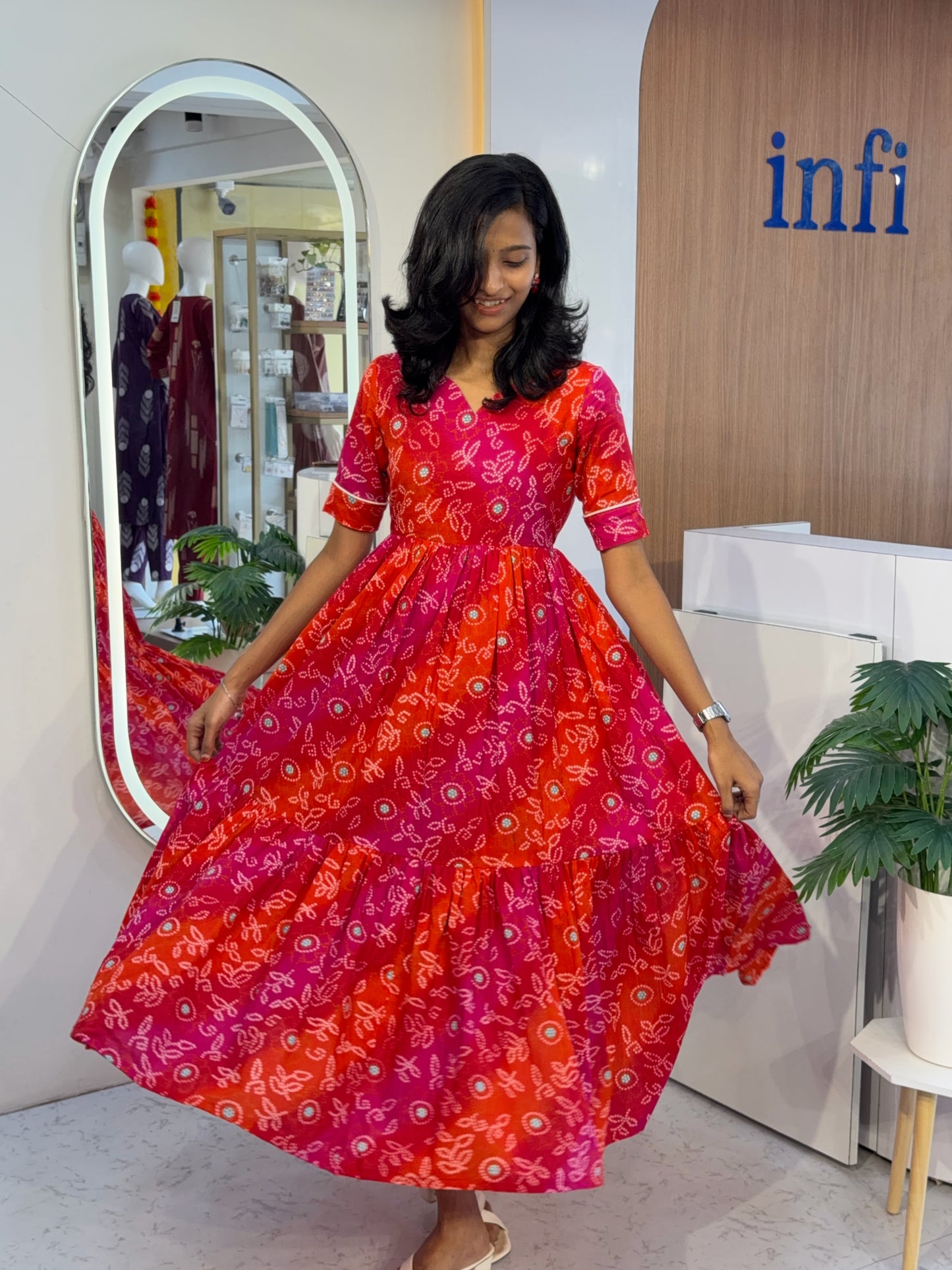 Orange bandhani maxi