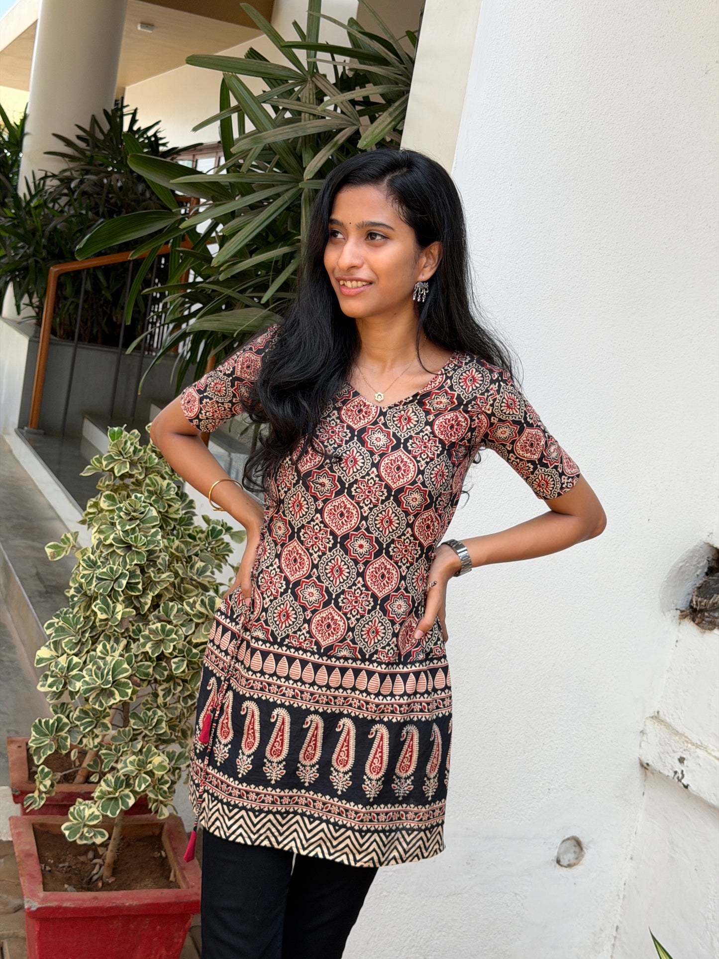 Ajrakh short kurti