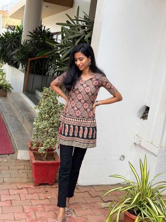 Ajrakh short kurti
