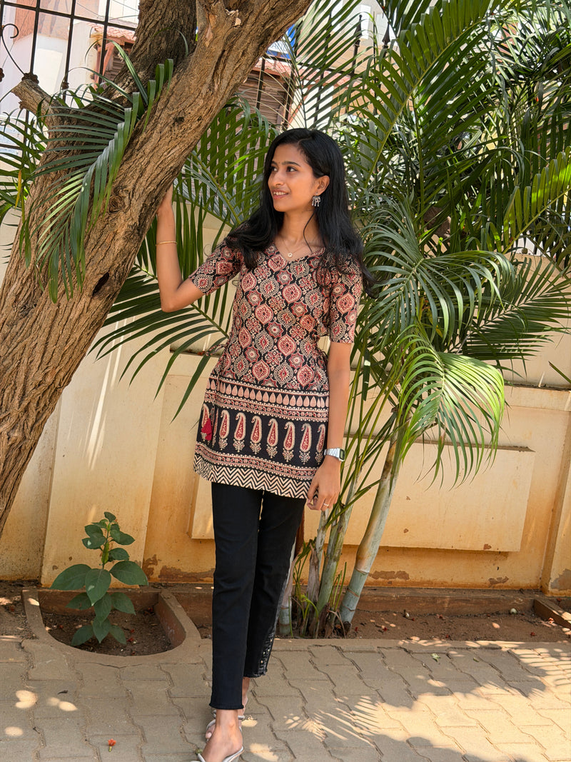 Ajrakh short kurti