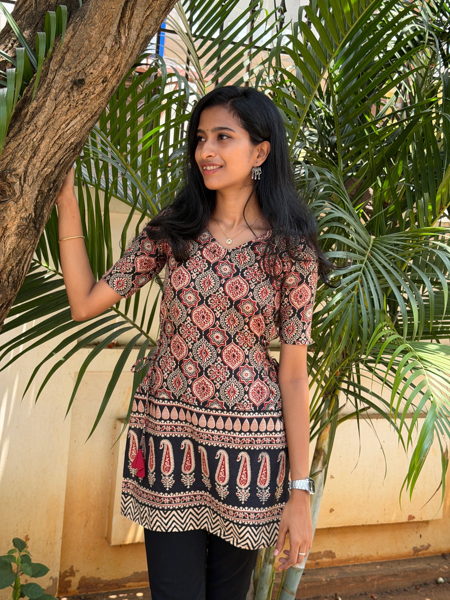 Ajrakh short kurti
