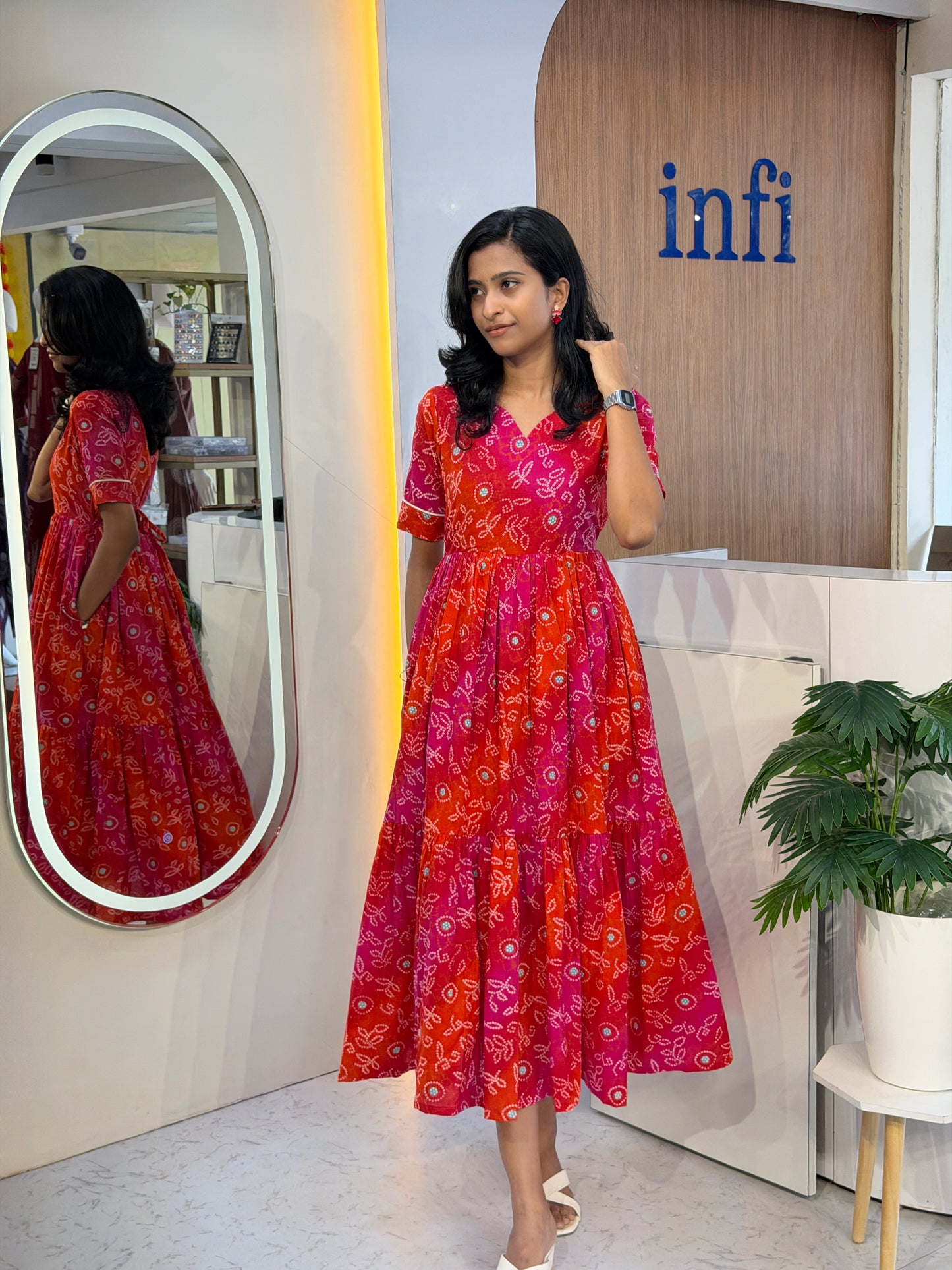 Orange bandhani maxi