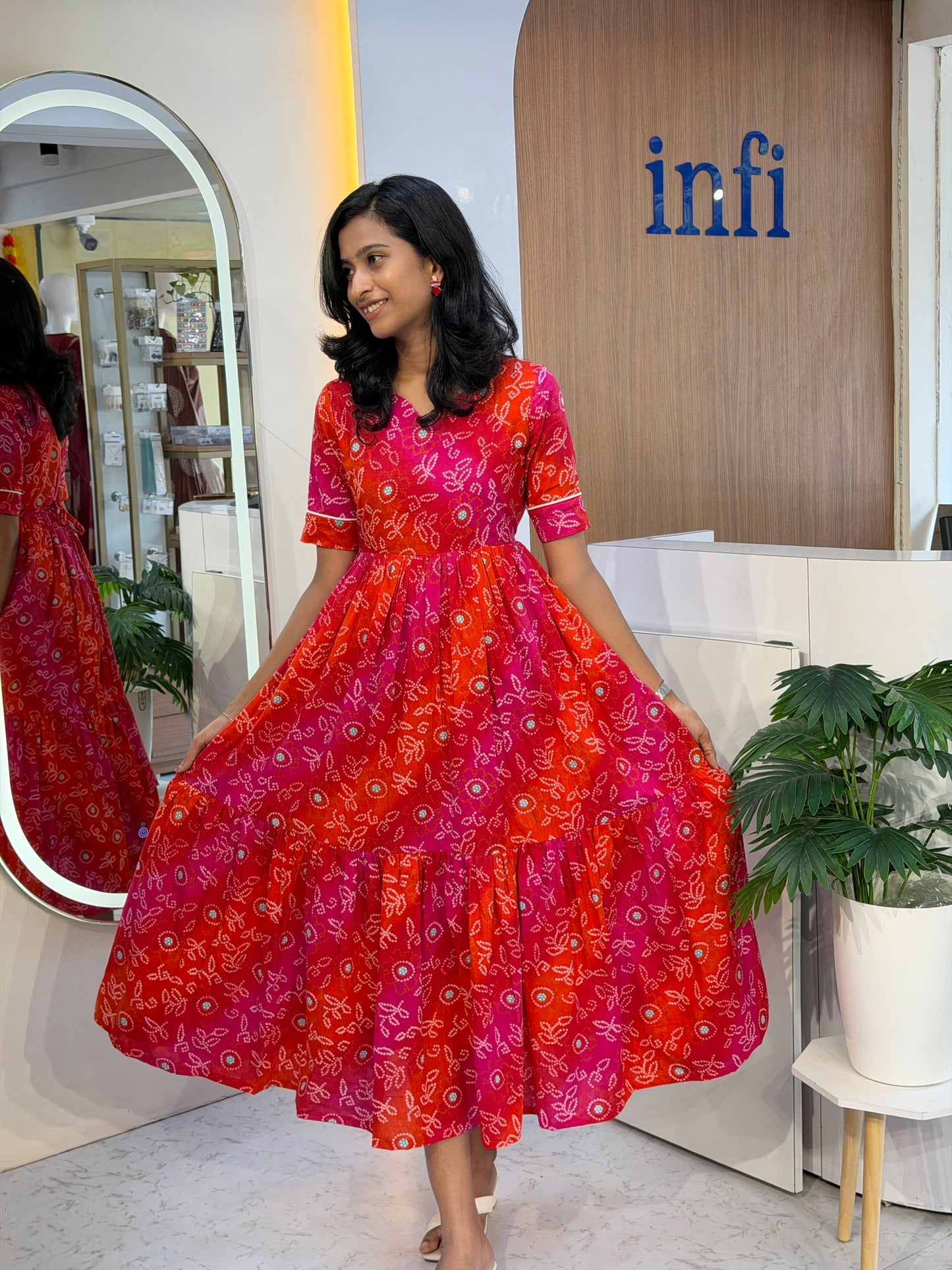 Orange bandhani maxi
