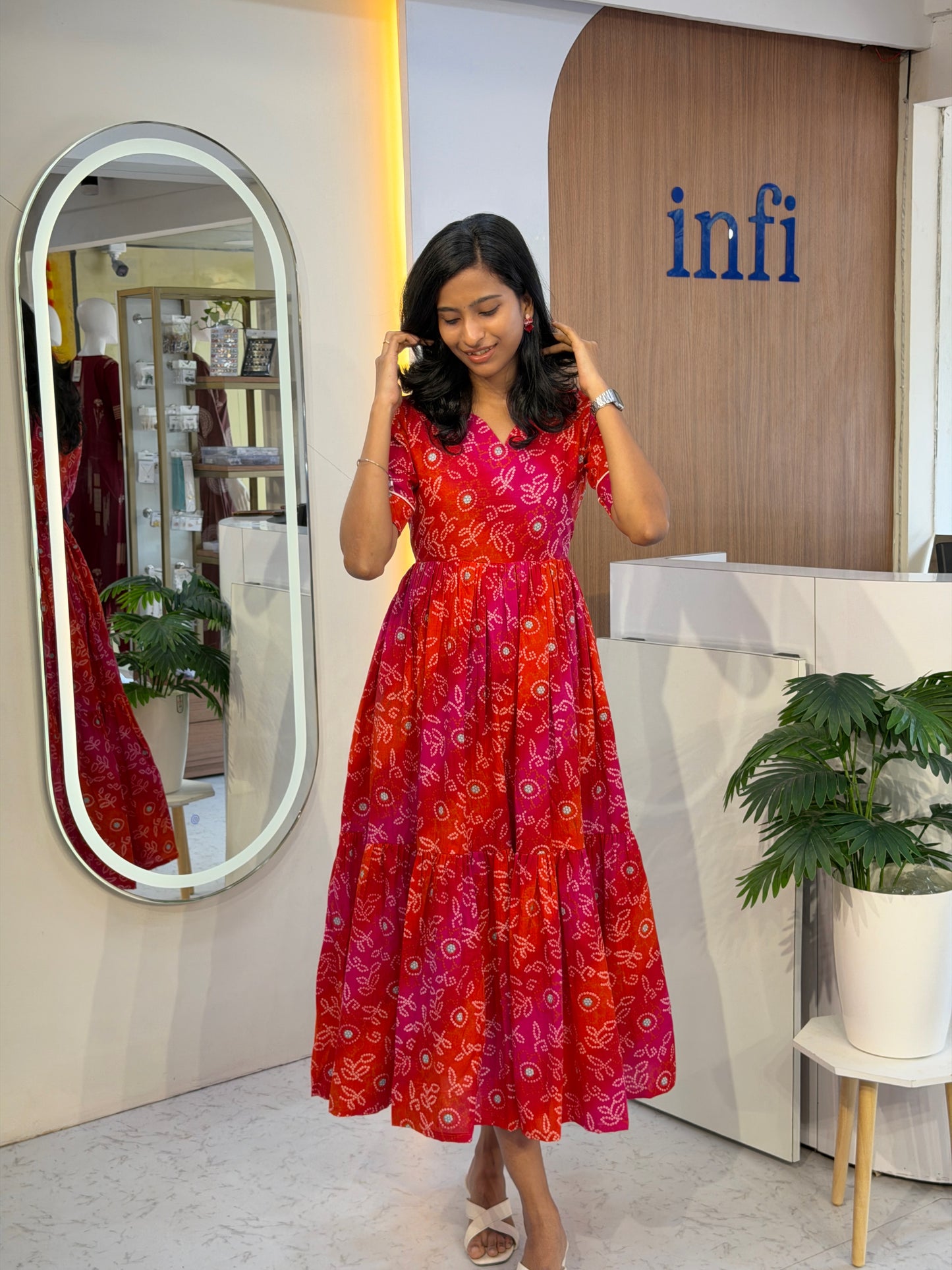 Orange bandhani maxi
