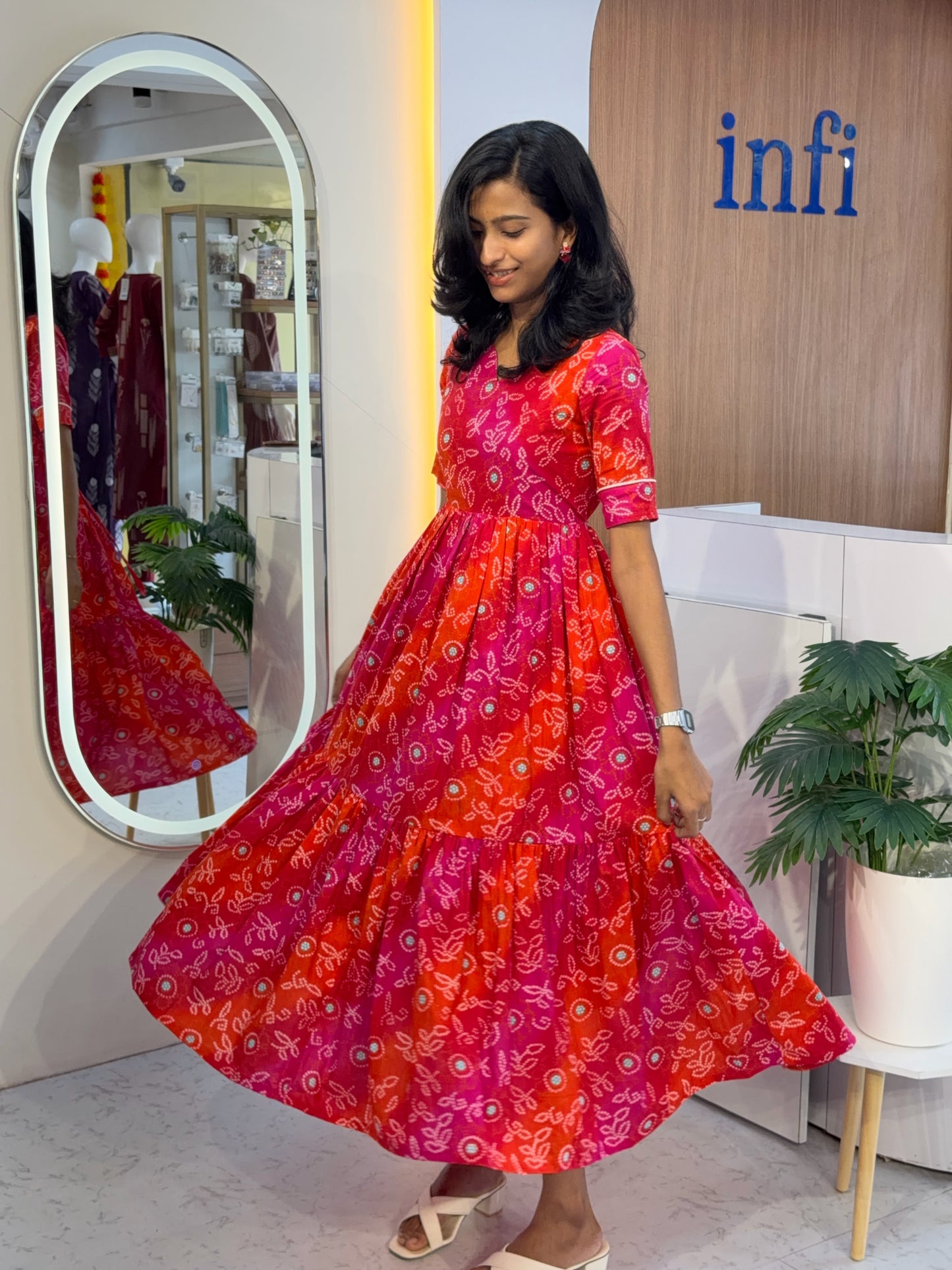 Orange bandhani maxi