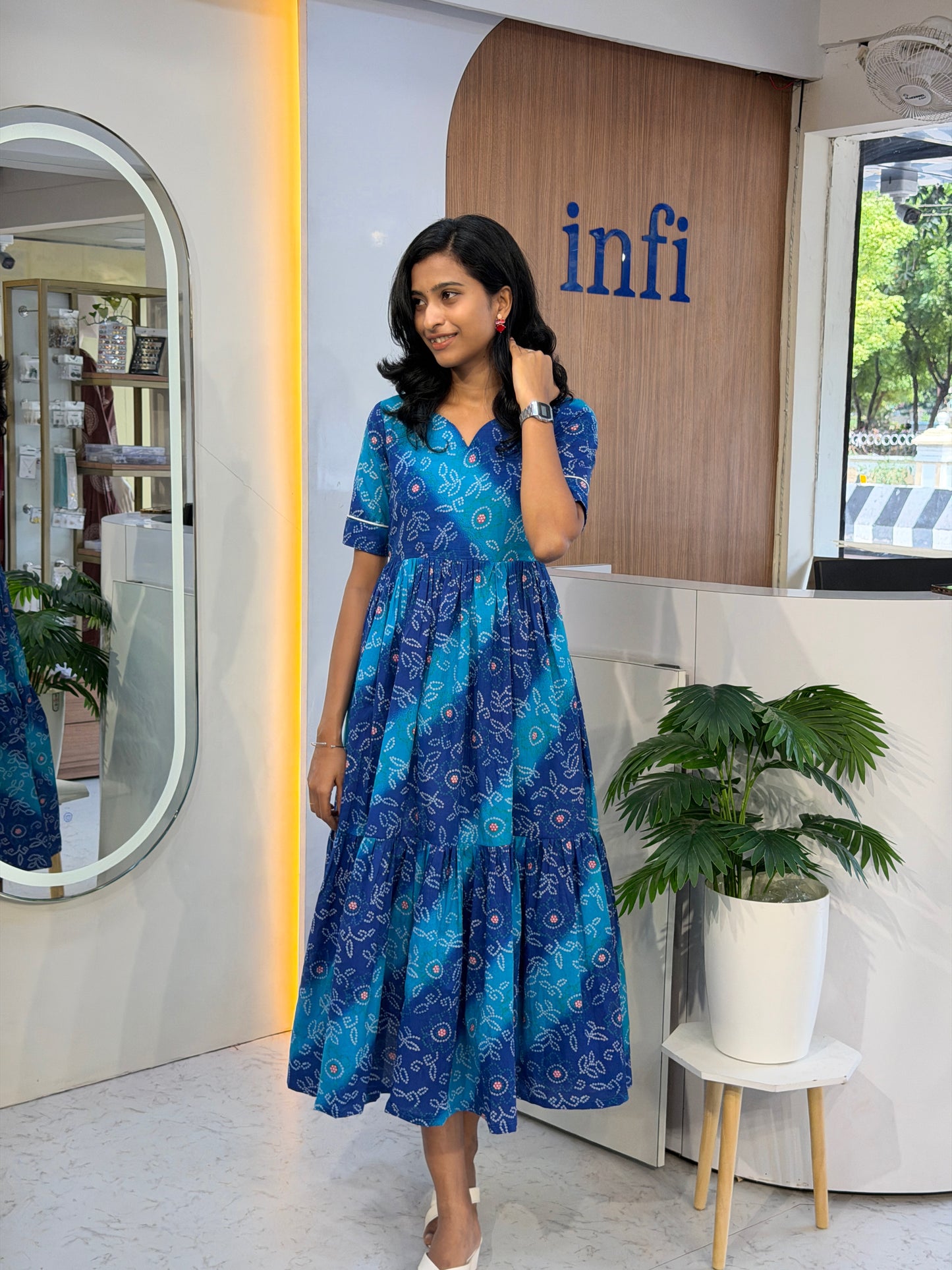 Blue bandhani maxi