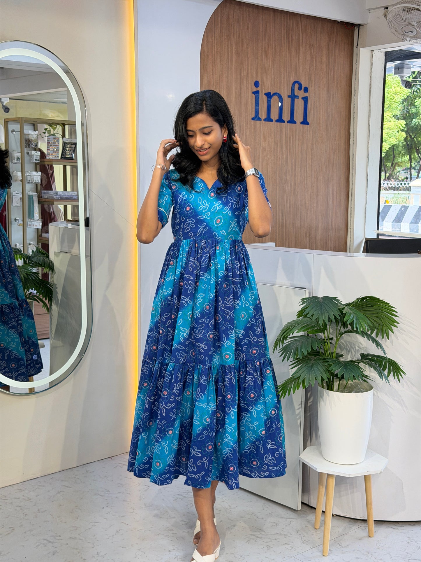 Blue bandhani maxi