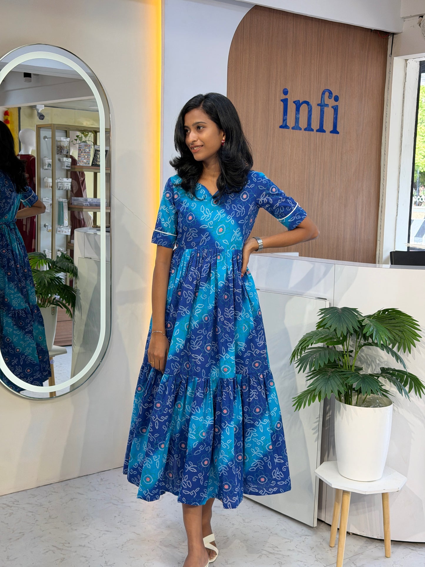 Blue bandhani maxi