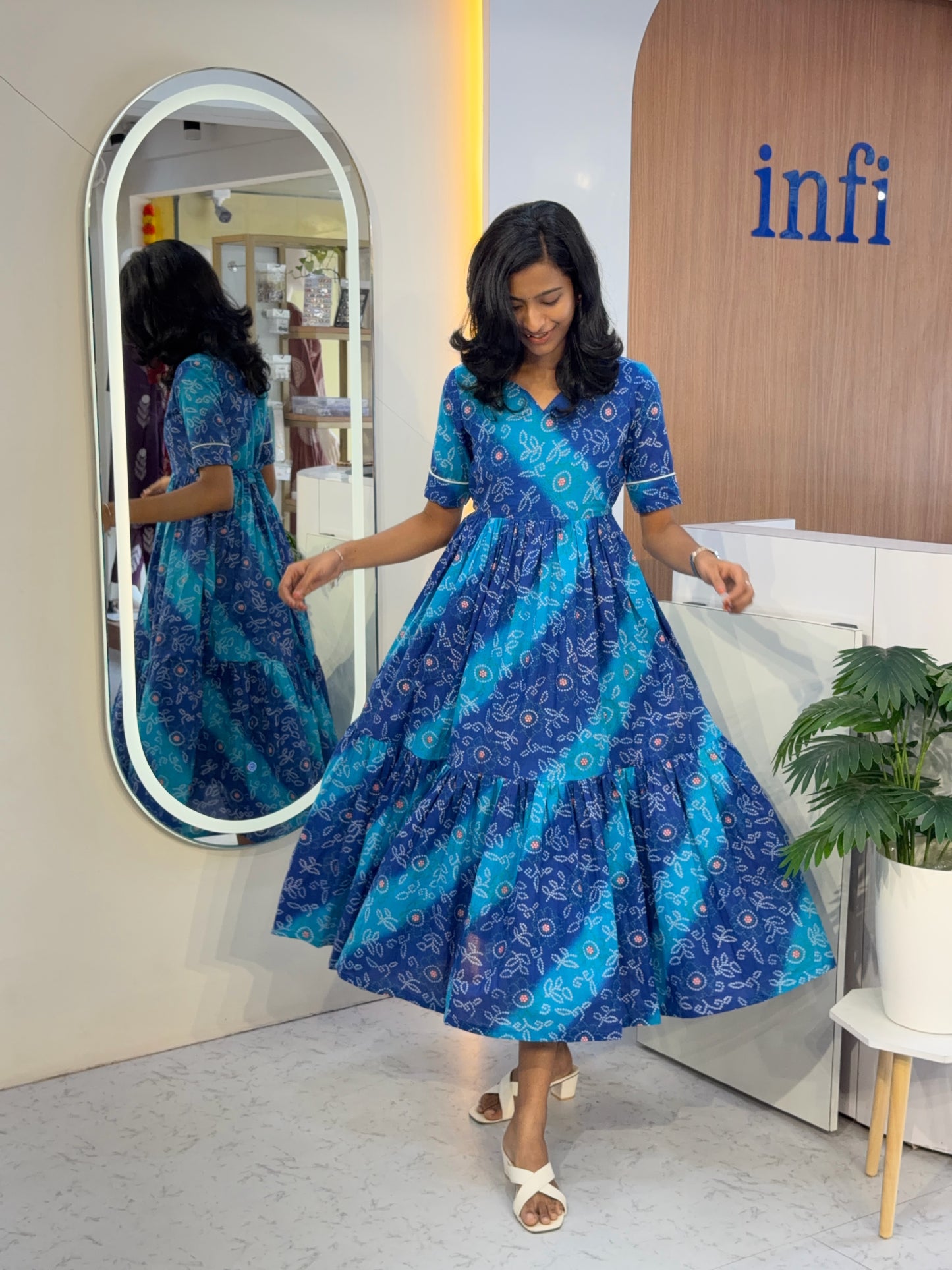 Blue bandhani maxi