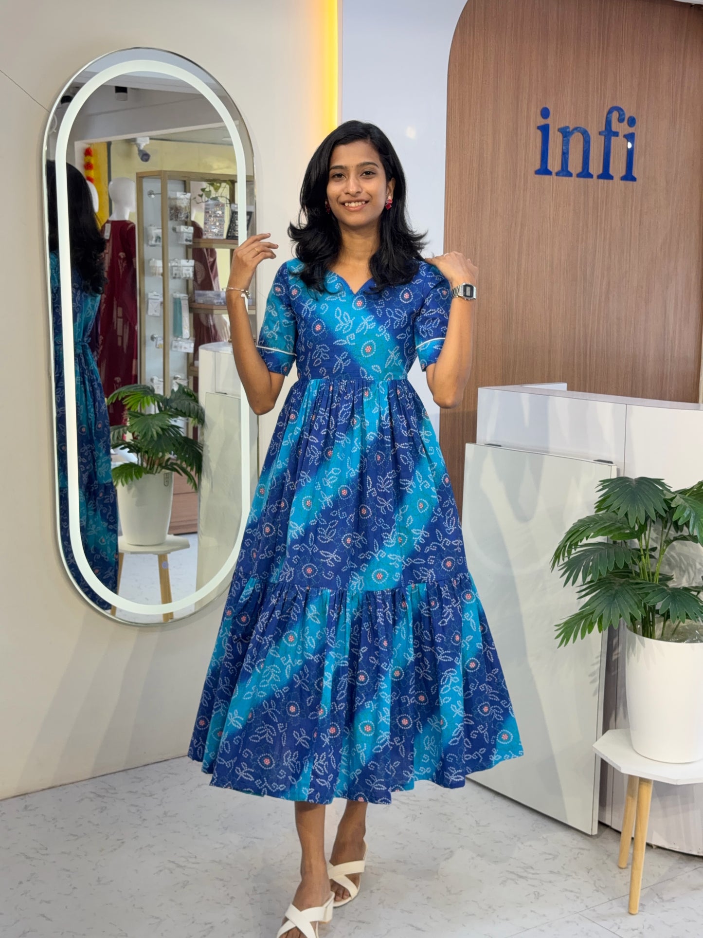 Blue bandhani maxi
